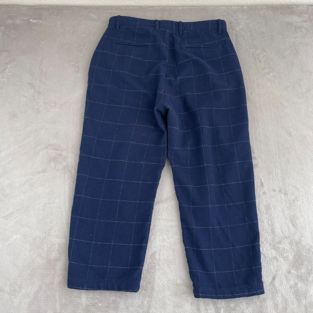 GAP Wool‎ Blend Trousers Men 34x25 Blue WindowPane Relaxed Tapered Pants Flannel - Picture 3 of 10